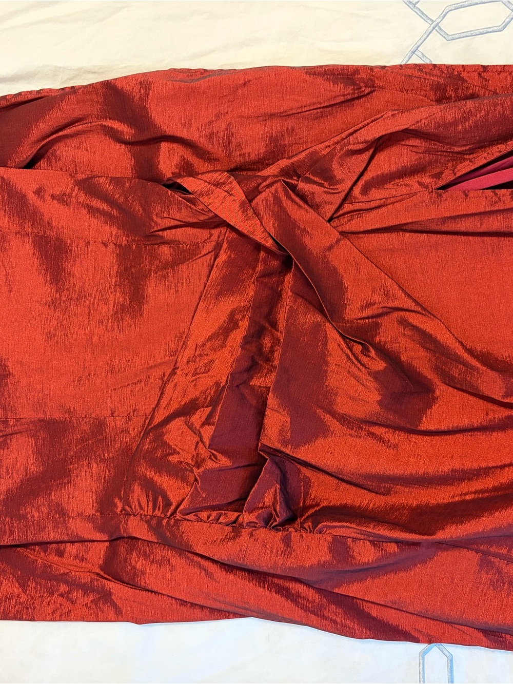 Hello Molly Strapless Twist-Front Satin Dress in Red